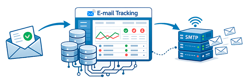 Fluxograma de interceptação, armazenamento, tratamento e disparo de e-mails.